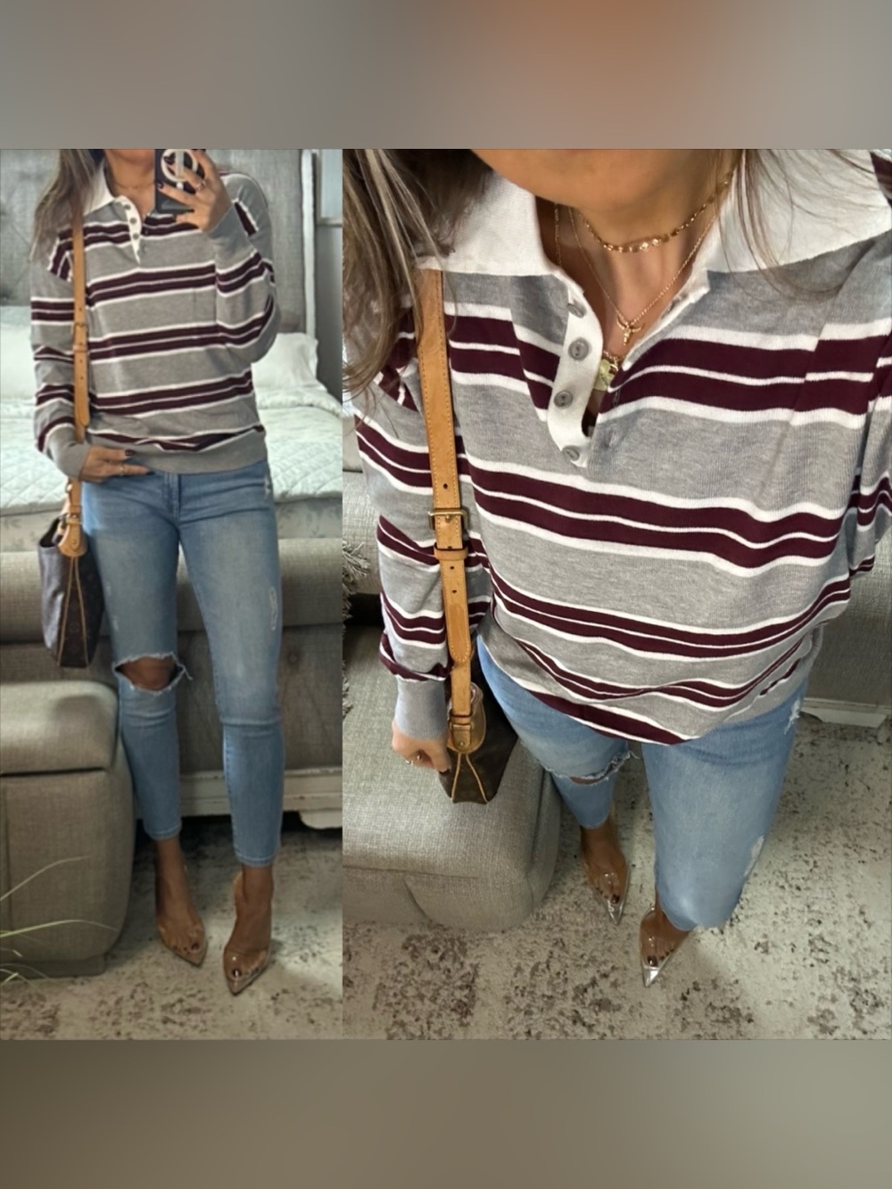 New🍂 90’s Are So Back Striped Polo Long Sleeve